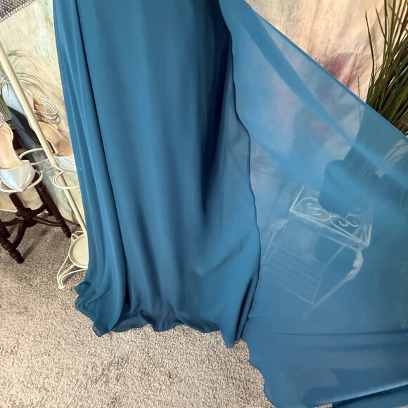 📌Azazie Lace Ink Blue Chiffon Formal - Bridesmaid Dress with Keyhole Backside - Picture 5 of 16